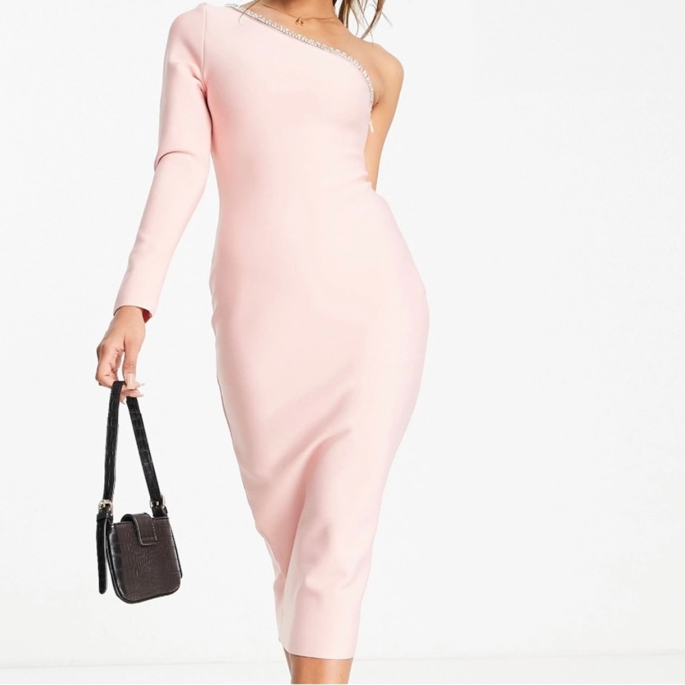 Band of Stars Dress One Shoulder Rhinestone Trim Women Size 8 NWT